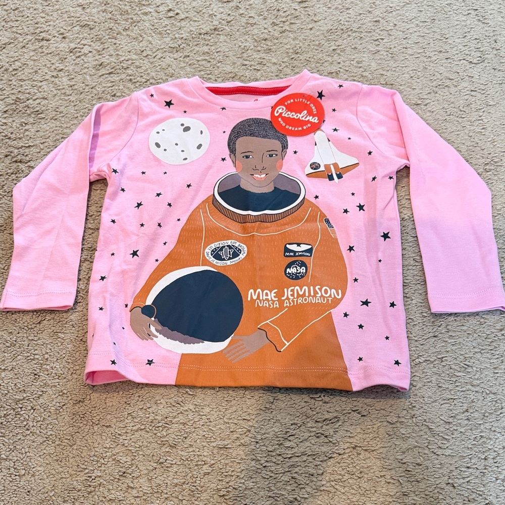 Pink Mae Jemison Astronaut Kids Shirt Piccolina NWT 3T